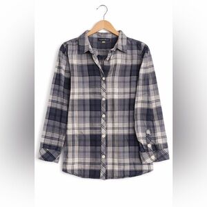 Croft & Barrow Blue Gray Plaid Button Down Shirt Size M